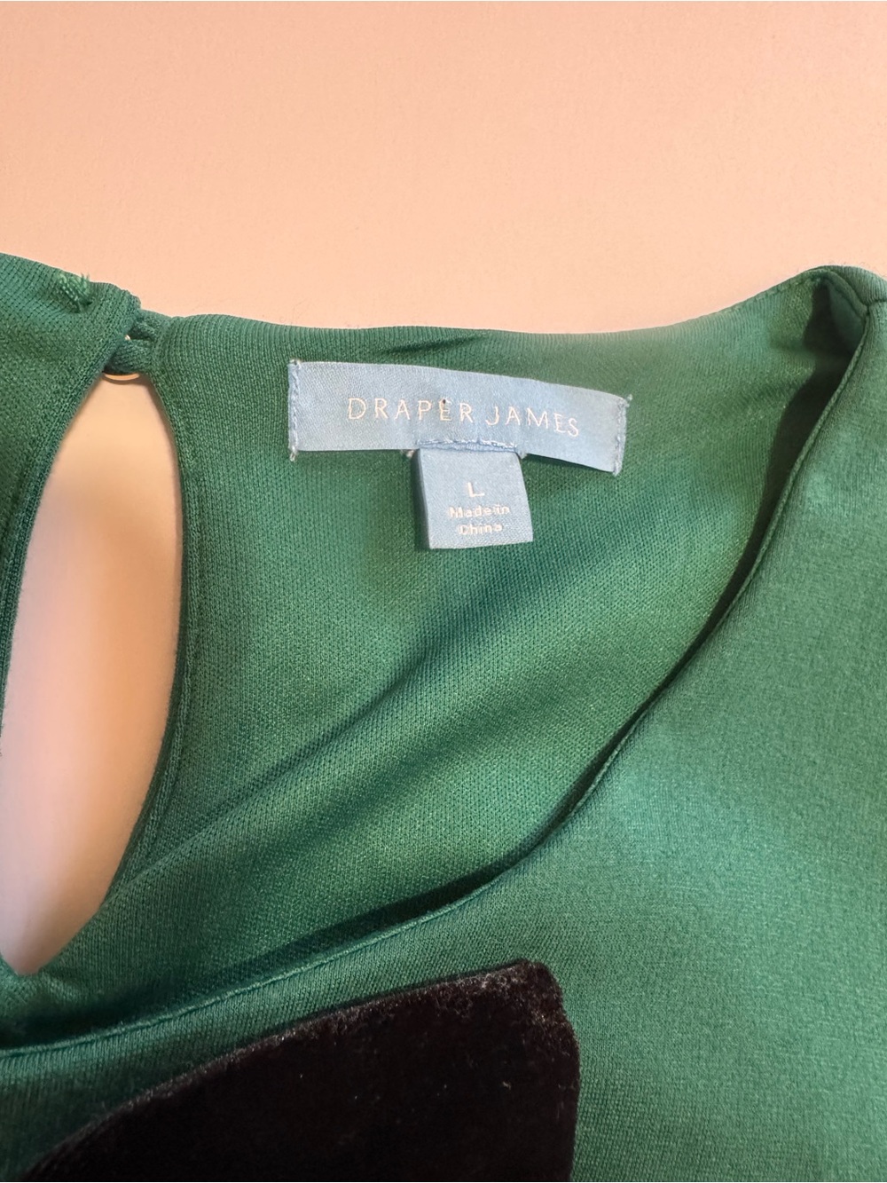 Draper James Green A-Line Dress Velvet Bow Pockets Size Large - Picture 9 of 12